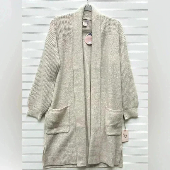 Sincerly Jules Sweaters - Sincerely Jules NWT Oatmeal Lightweight Long Sleeve Open Long Cardigan Sweater L